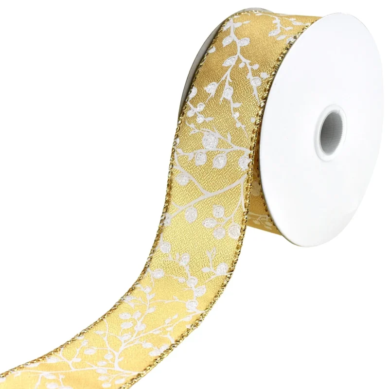 berry branch silhouette wired ribbon 10 yards