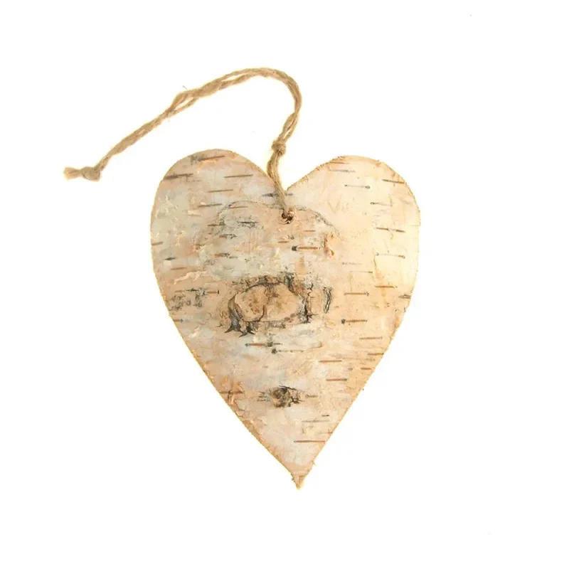 birch heart christmas ornament 4 inch natural wooden