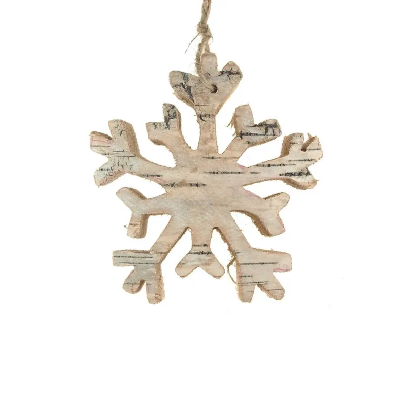 birch snowflake holiday ornament natural 4 inch