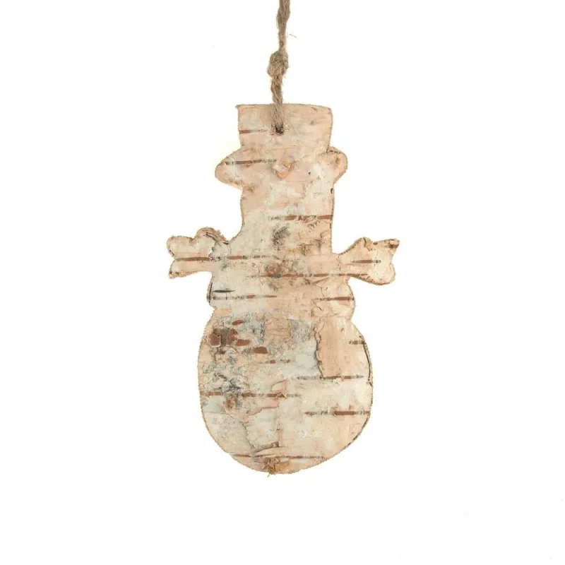 birch snowman christmas ornament 4 inch natural hanging decor