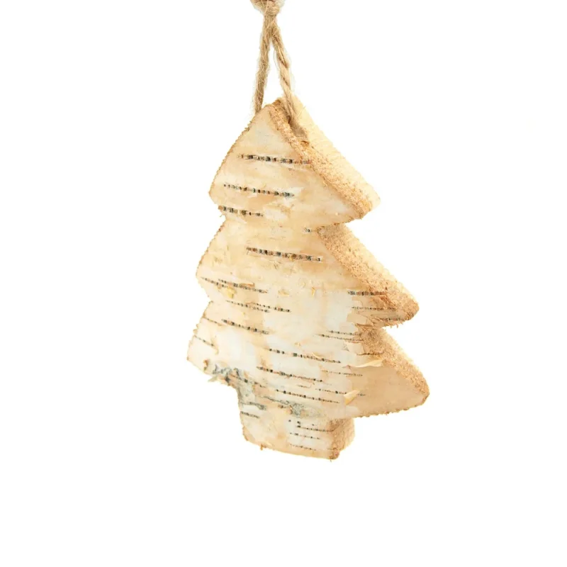 birch tree wooden christmas ornament 4 inch natural