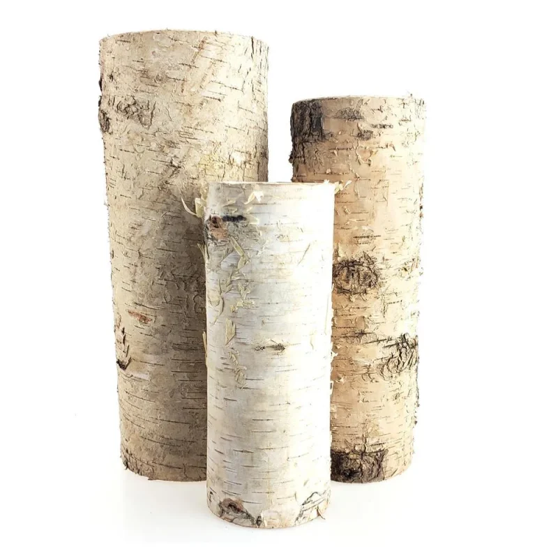 birch wood look plastic vases 3 pack