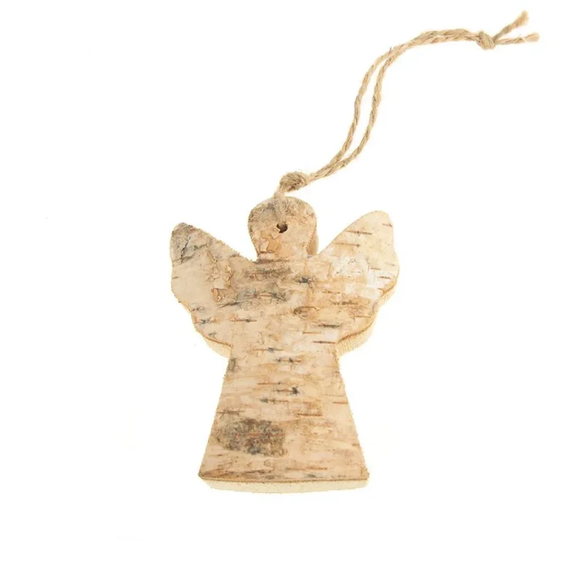 birch wooden angel christmas ornament 3 inch natural