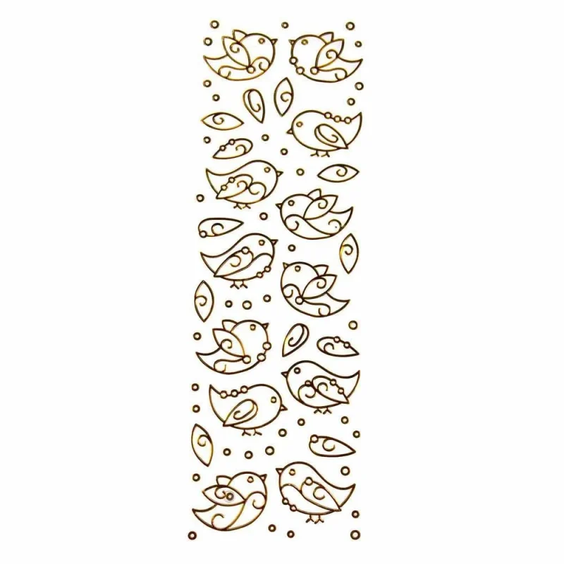 birdie chickadee gold 3d clear foil stickers 12 pack