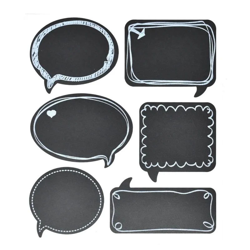 black chalkboard speech bubble stickers assorted sizes 24 pack