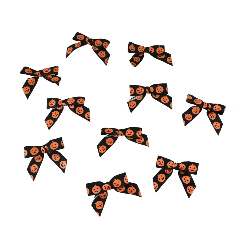 black halloween jack o lantern twist tie bows 3 1 4 100 pack