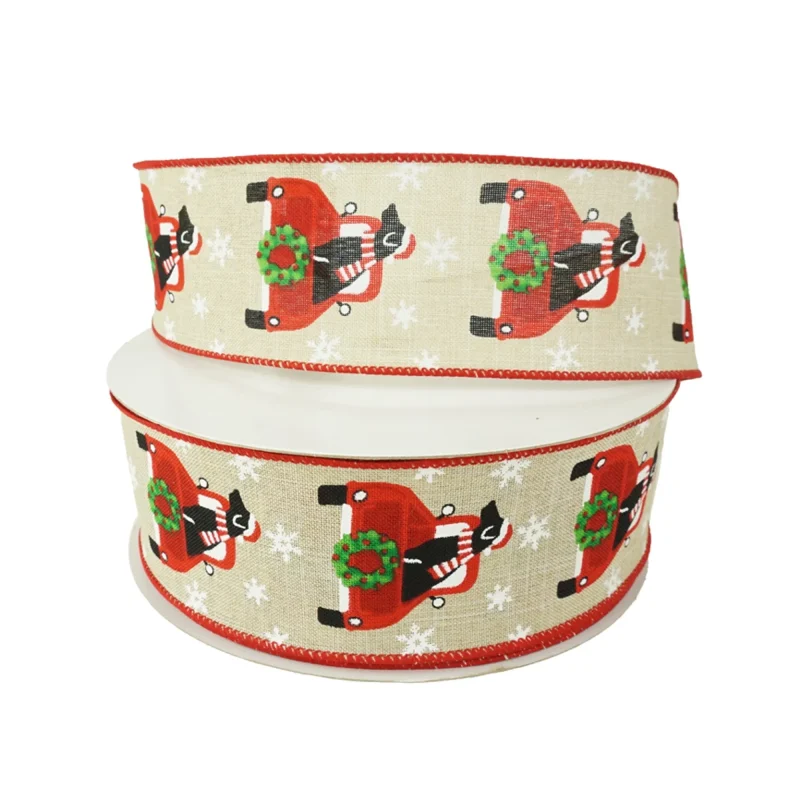 black lab christmas truck ribbon 2 5 inch x 50 yard