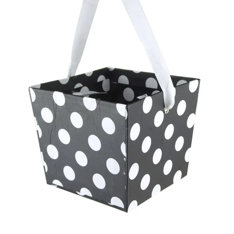 black polka dot cardboard market tray 5 inch