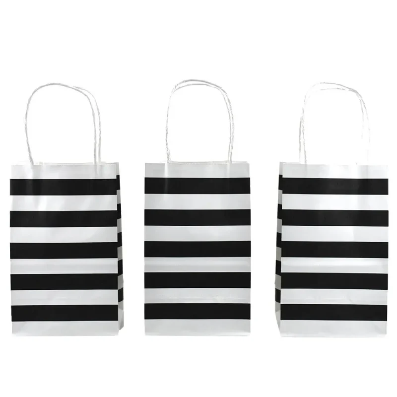 black striped slim gift bags 12 5 x 12 pack