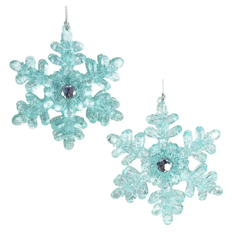 blue acrylic snowflake ornaments 4 inch 2 pack for christmas