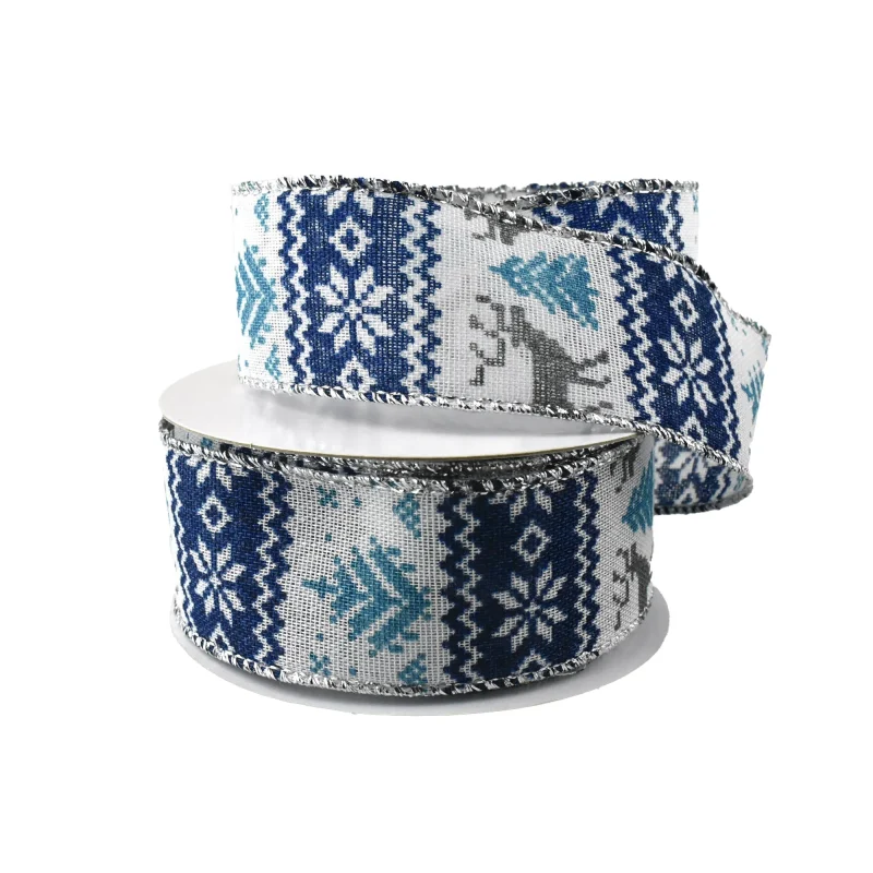 blue christmas sweater wired ribbon 10 yards 1 5 inch