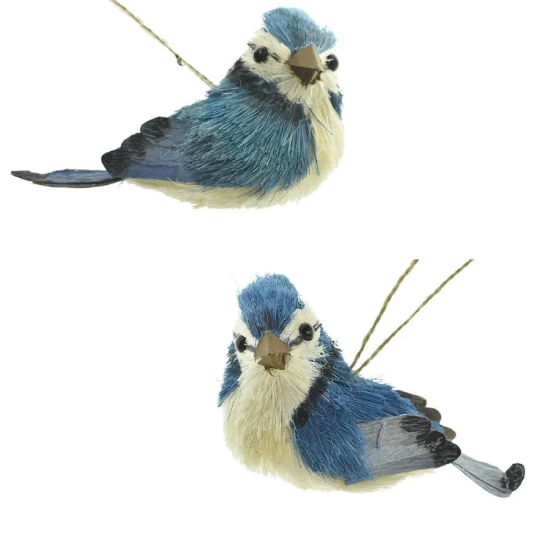 blue jay christmas ornaments 5 inch set of 2