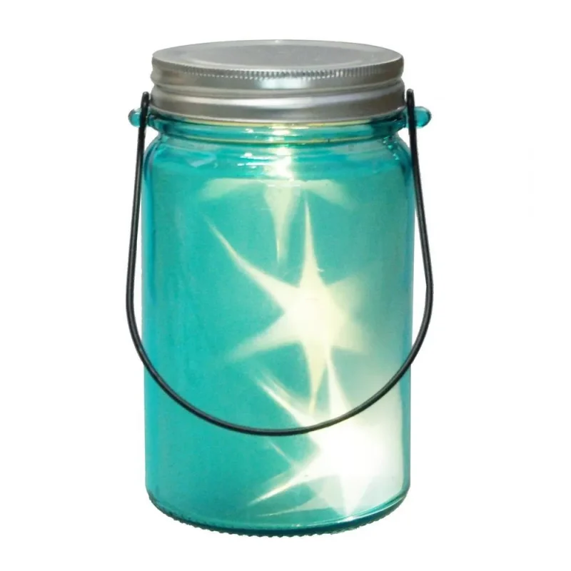 blue mason glass bottle with starry light 5 5 inch