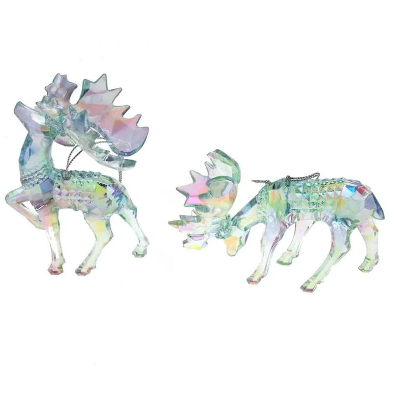 blue moose acrylic christmas ornaments 5 3 inch 2 pack