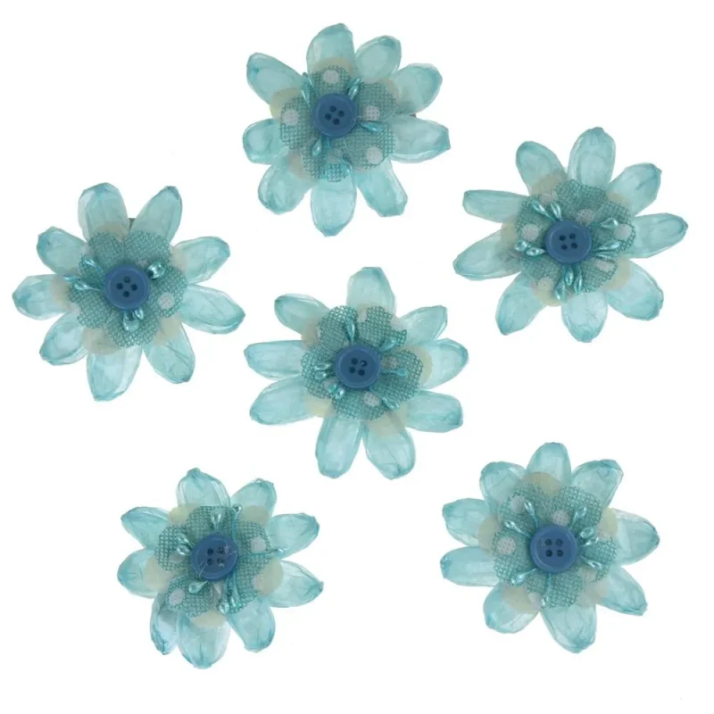 blue paper flower clothespins 3 x 6 pack