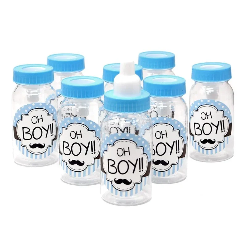 blue plastic baby milk bottle favors 4 1 2 x 8 pack