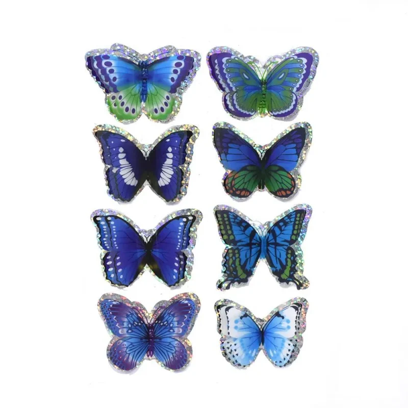 blue pop up foil butterflies 3d stickers 8 pack