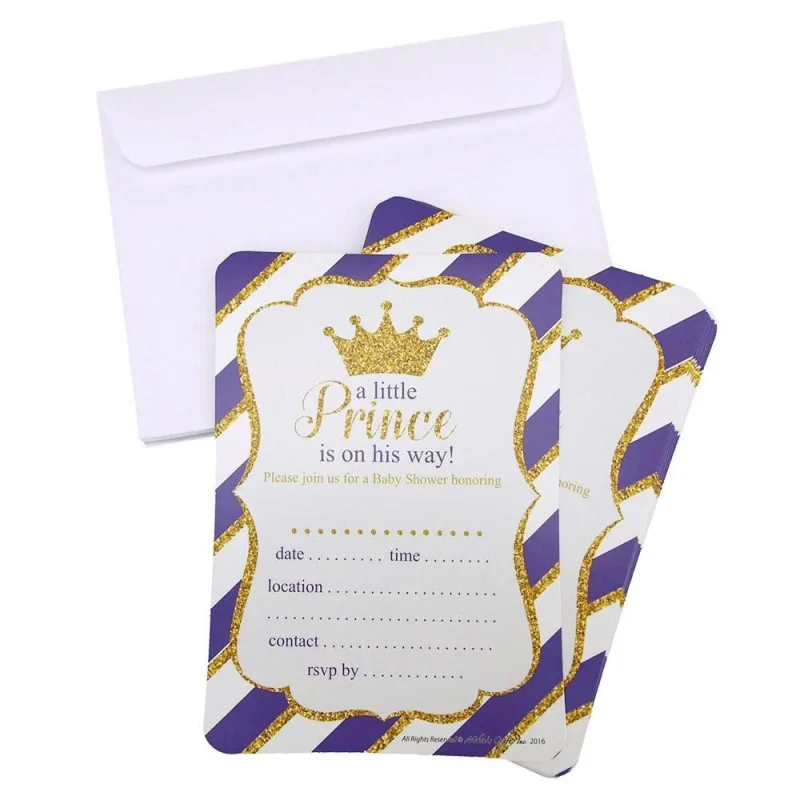 blue prince baby shower invitation envelopes 7 x 5 12 pack