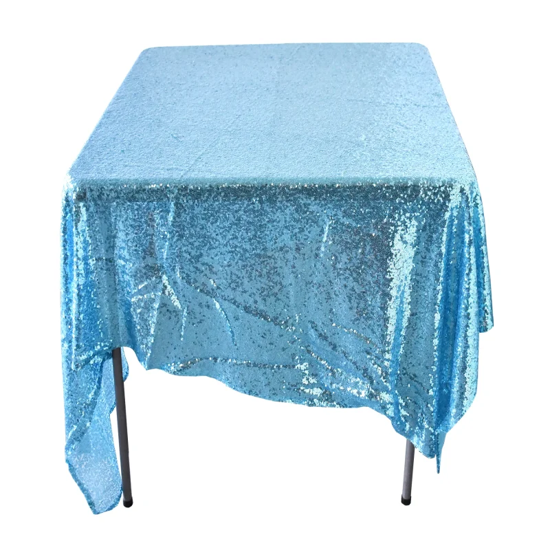 blue sequin square table overlay 72 x 72 sparkle fabric