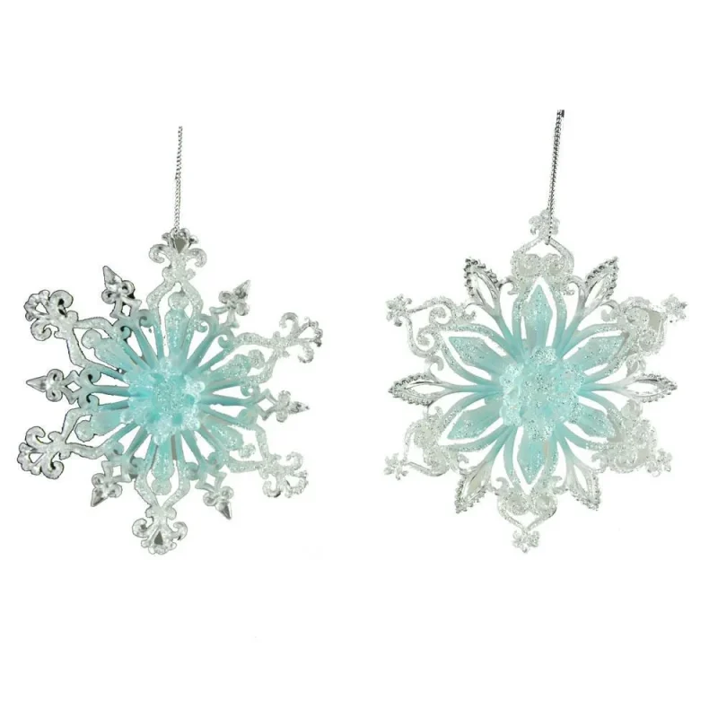 blue snowflake christmas ornament set 5 inch 2 piece