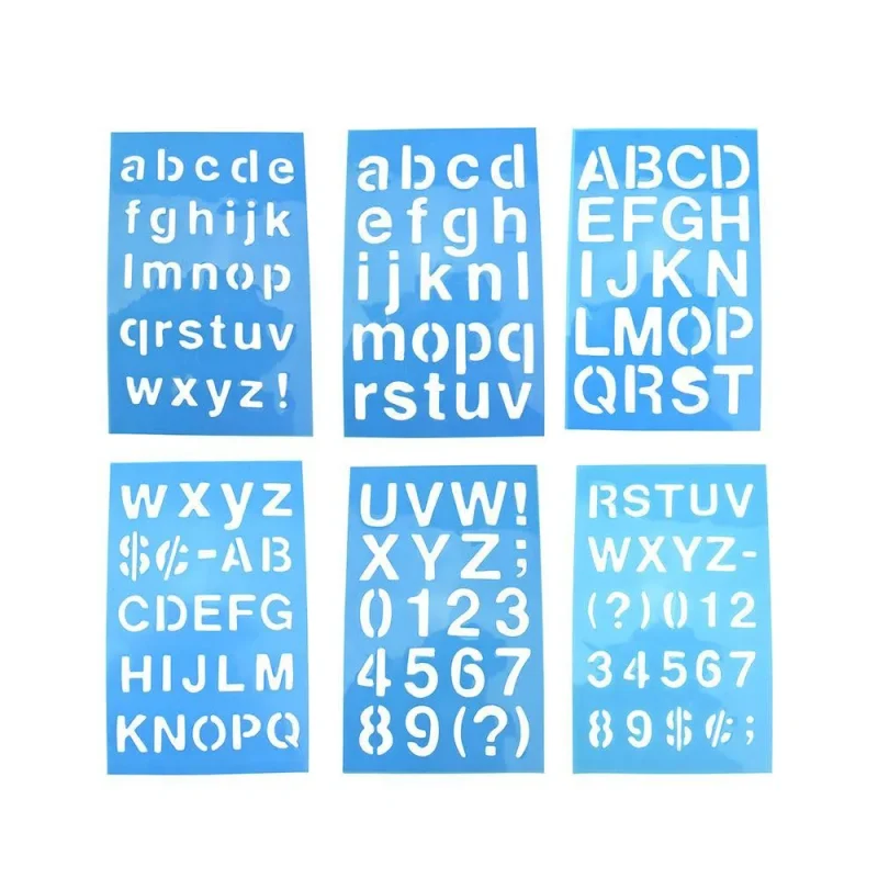 blue stencil letters symbols set 6 piece 6 7 8 inch