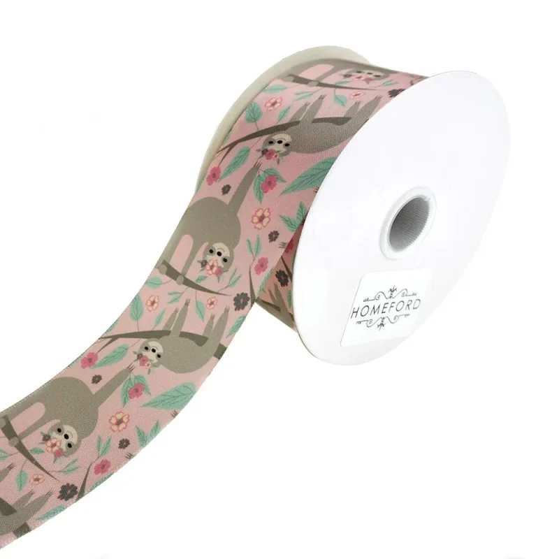 blush satin ribbon 1 5 inch x 3 yard sloth princess design