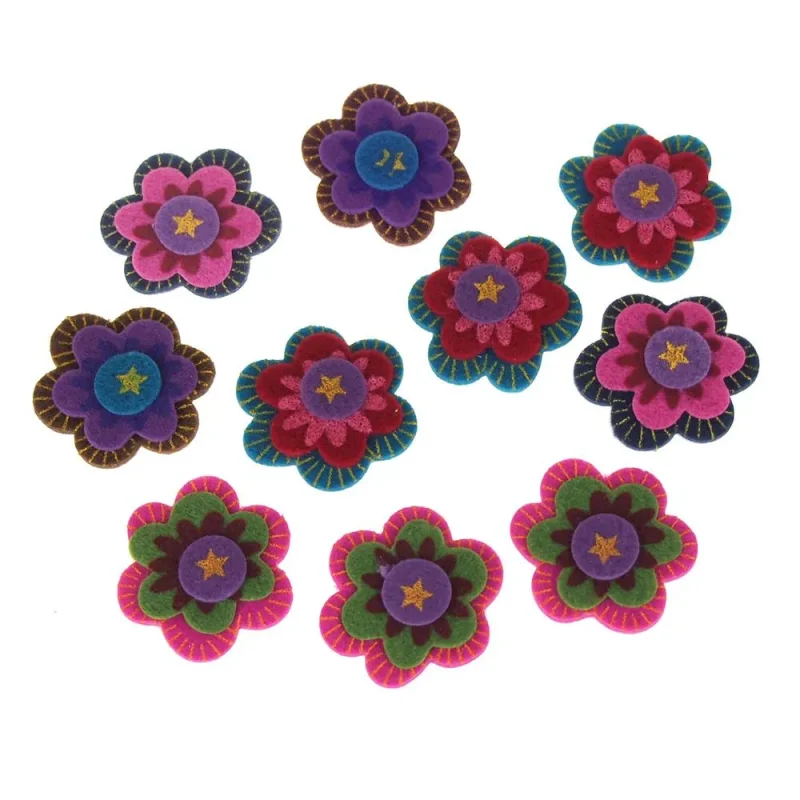 boho felt flower die cuts 1 5 self adhesive 10pcs