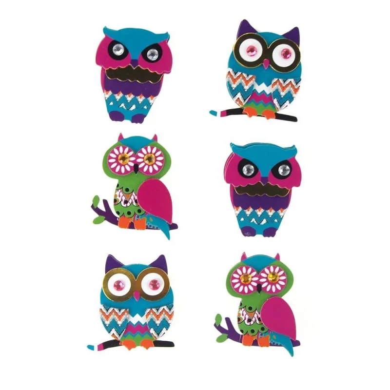 boho owl chipboard stickers 6 pack