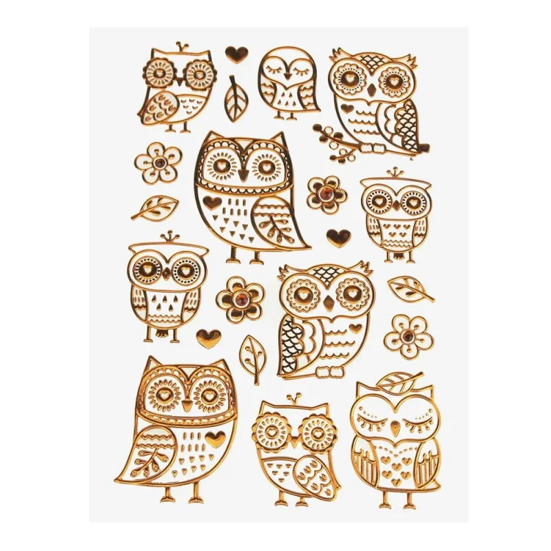 boho owl copper foil stickers 21 pack