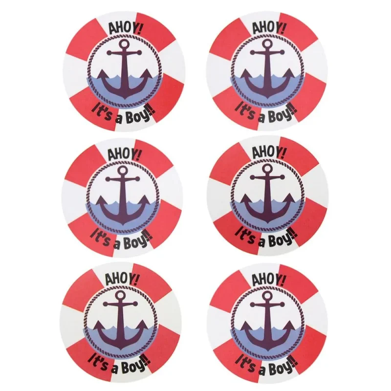 boy anchor seal stickers red 2 x 12 pack