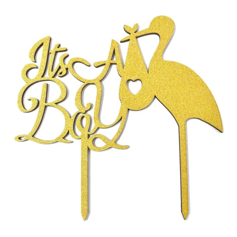 boy baby shower glitter cake topper 6 5