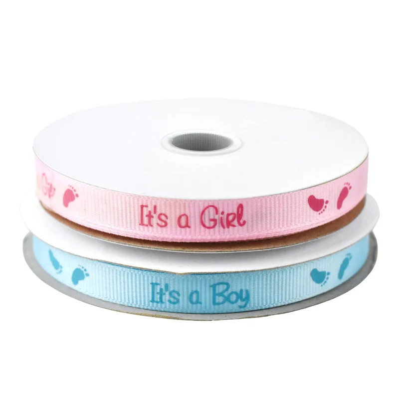 boy girl baby shower footprint grosgrain ribbon 3 8 x 25yd