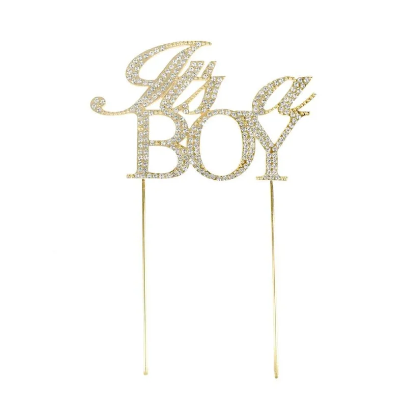 boy rhinestone metal cake topper for celebrations