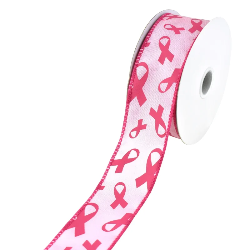 breast cancer awareness wired ribbon 10 yard roll