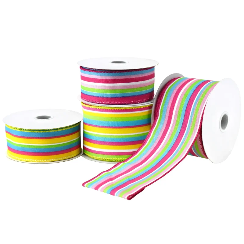 bright walla stripes wired ribbon 10 yards