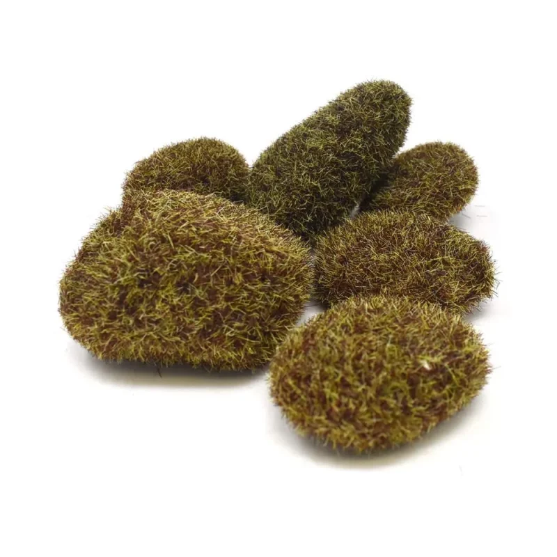 brown artificial moss stones 6 piece assorted set