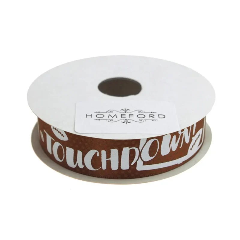 brown football touchdown satin ribbon 7 8 x 4 yards