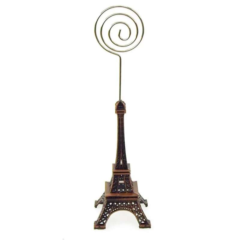 brown metal eiffel tower card holder 4 inch swirl design