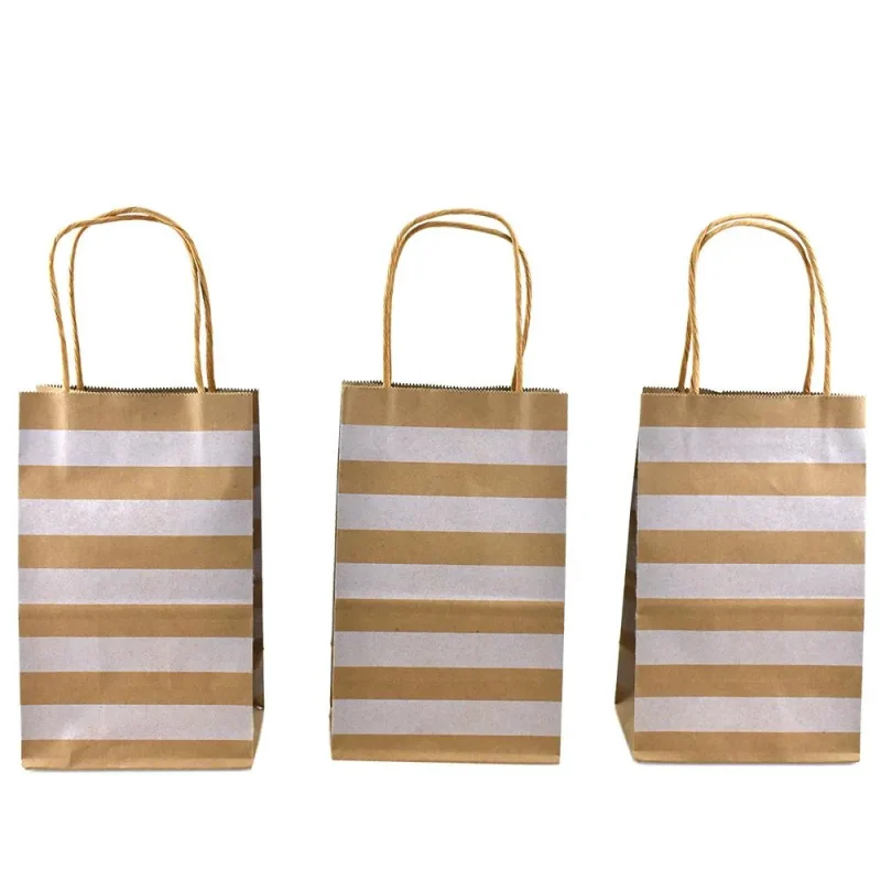 brown striped slim gift bags 12 1 2 inches 12 pack