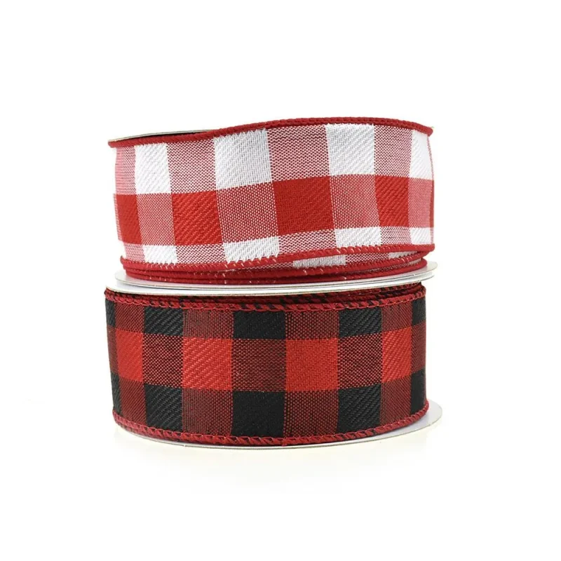 buffalo plaid christmas ribbon 1 5 x 10yd wired edge