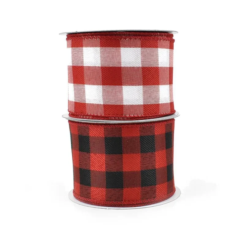 buffalo plaid christmas ribbon 2 5 x 10 yards