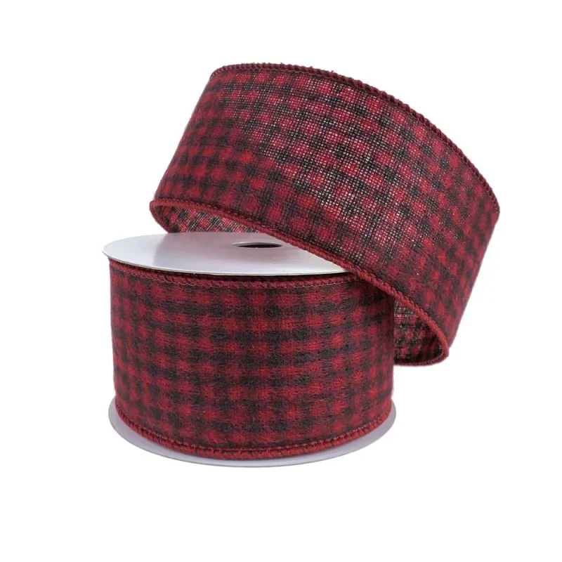 buffalo plaid christmas ribbon 2 5 x 10 yards woven felt