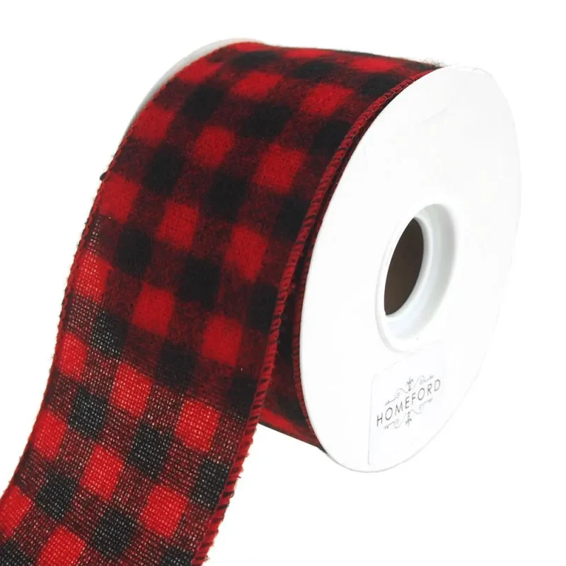 buffalo plaid christmas ribbon red black 2 5 x 10 yards holiday decor