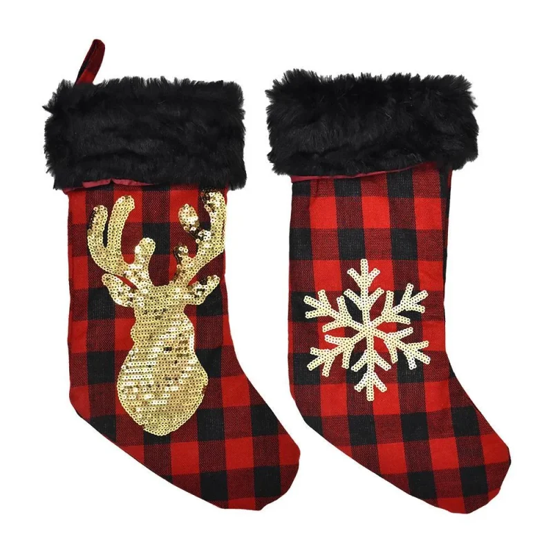 buffalo plaid christmas stockings 18 5 inch 2 pack