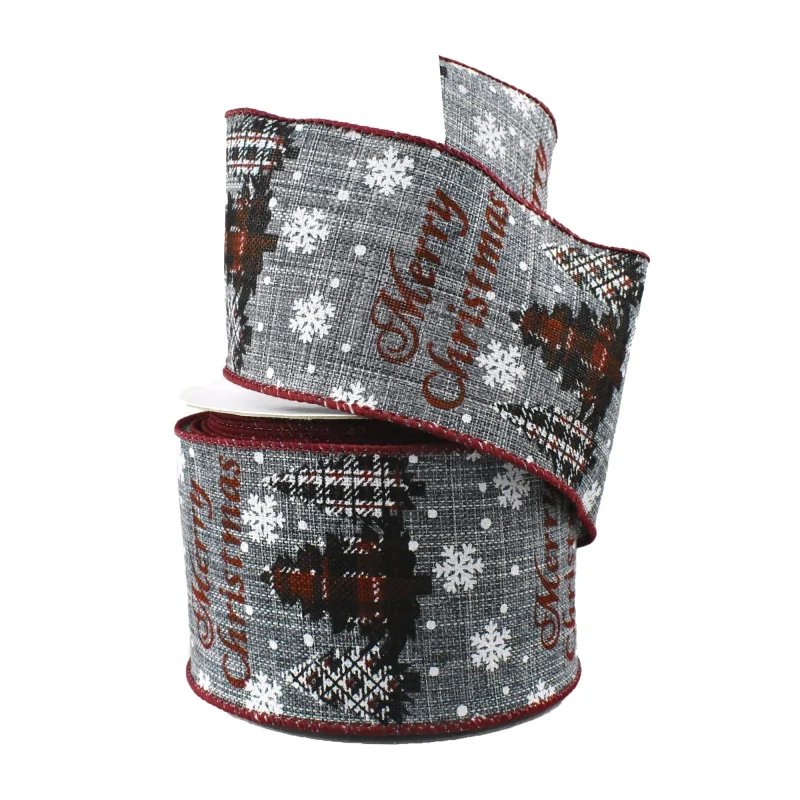 buffalo plaid christmas tree wired ribbon 2 5 x 10 yards