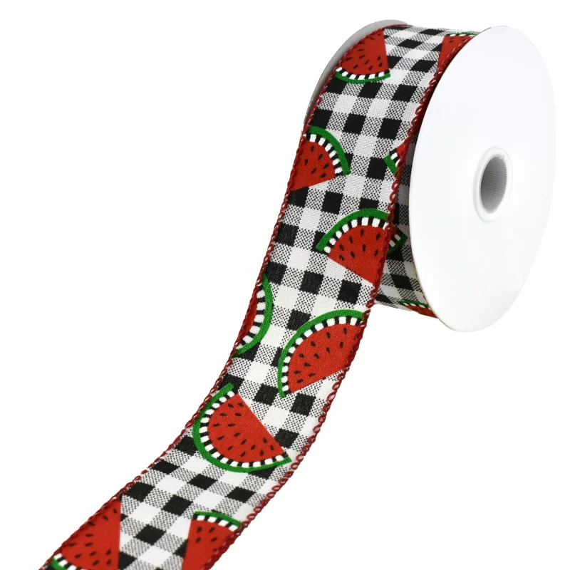 buffalo plaid watermelon ribbon 1 5 x 10yd