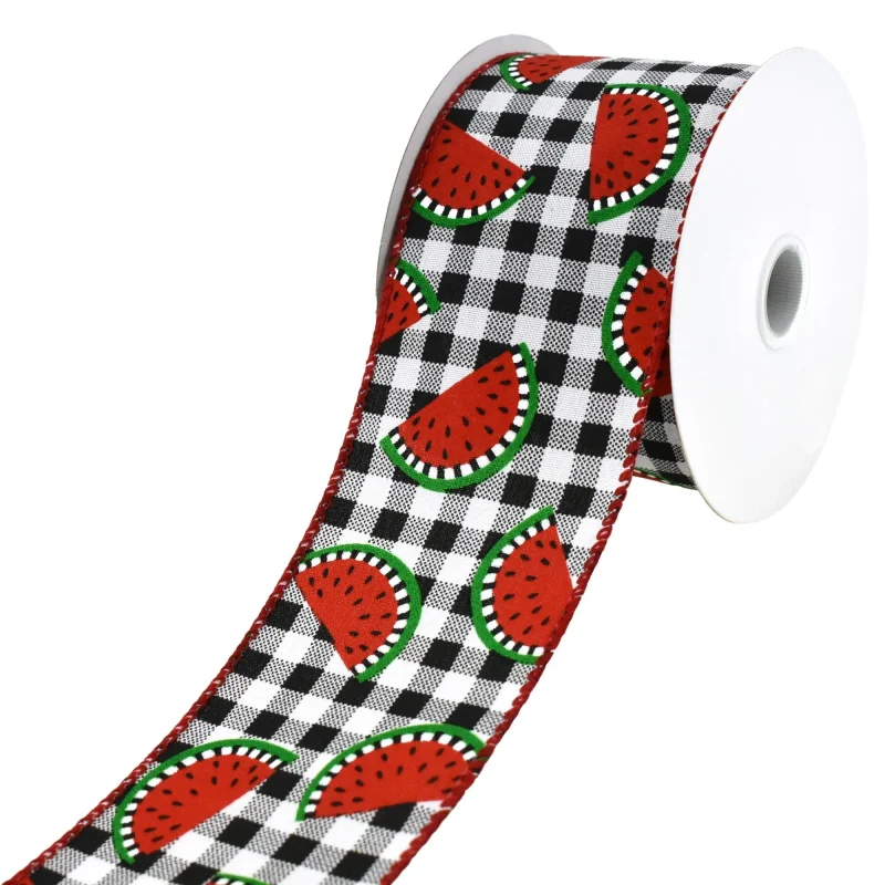 buffalo plaid watermelon ribbon 2 5 x 10 yards