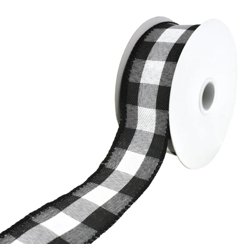 buffalo plaid wired christmas ribbon 1 5 x 10yd