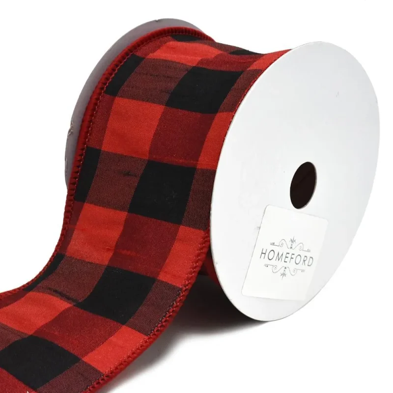 buffalo plaid wired christmas ribbon 2 5 inch x 10 yards