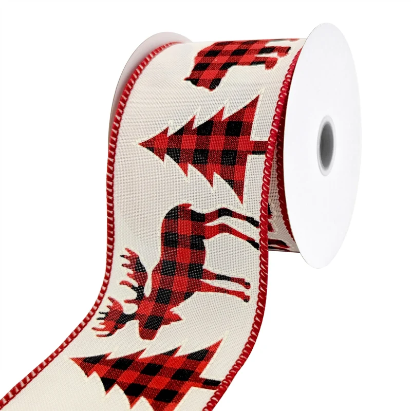 buffalo plaid wired christmas ribbon 2 5 x 10 yards holiday cutouts